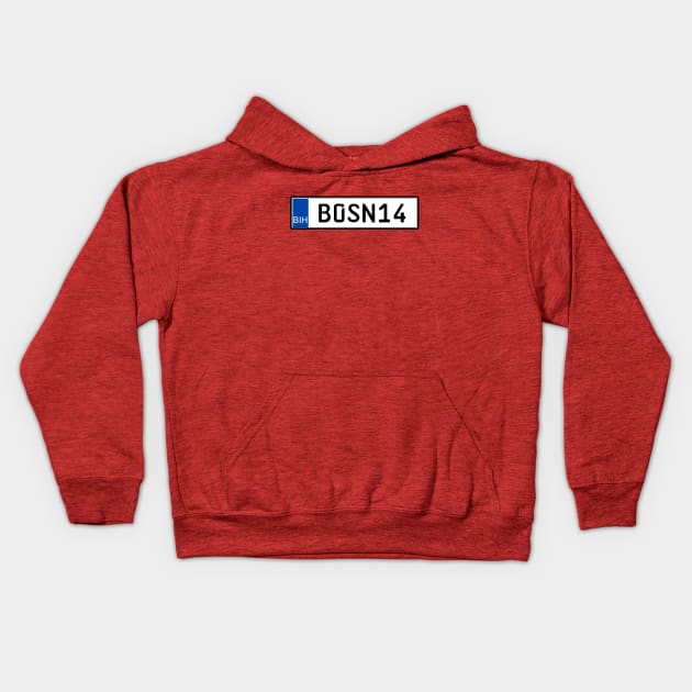 Bosnia car license plate Kids Hoodie by Travellers